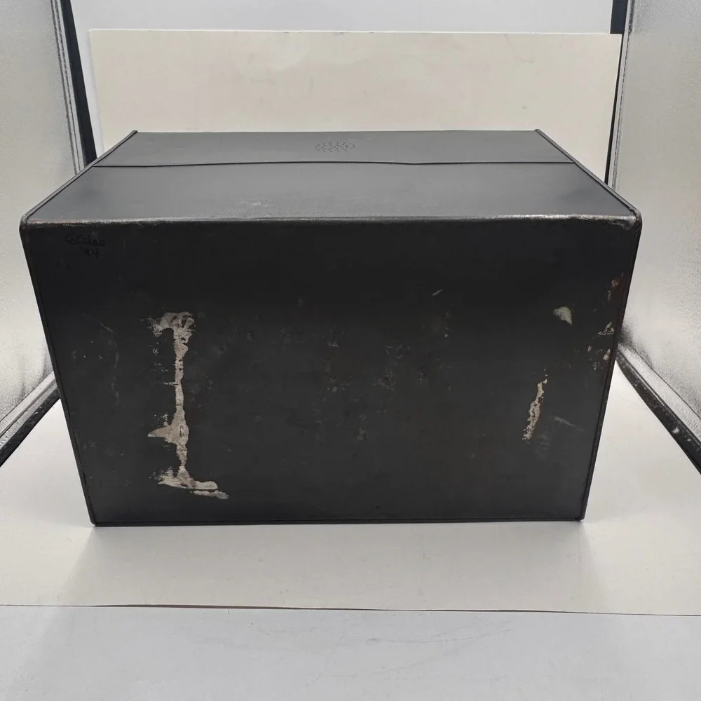 Nesco Metal Roll Top Bread Box Black Hand Toleware Painted Strawberry Floral USA